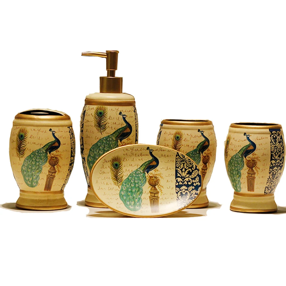 Высококлассный европейский керамический ванный комплект из пяти предметов с