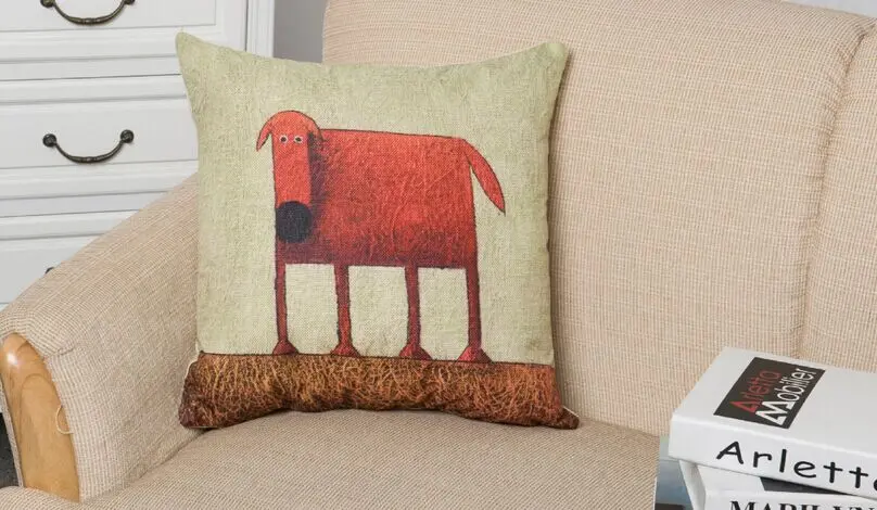 Наволочка с принтом синего и красного оленя 45х45 см хлопковая наволочка предметы