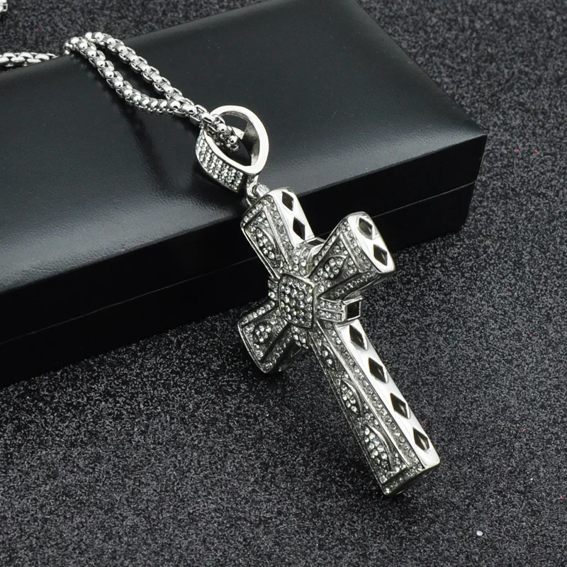 D & Z Iced Out мужской крест ожерелье из нержавеющей стали полный тротуар CZ Крест