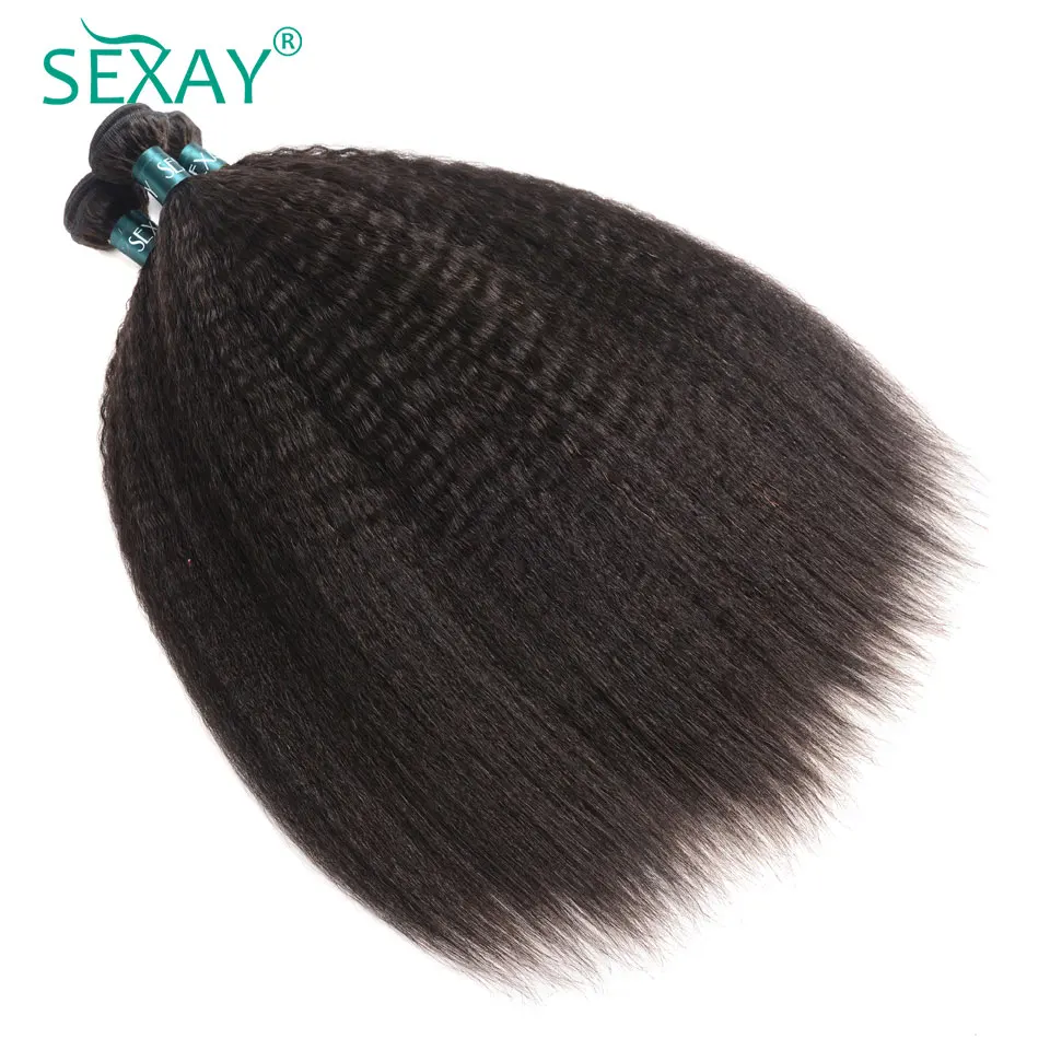 Kinky Straight Hair 1/3 Bundles 10-30inch Sexay Remy Hair Extensions Brazilian Hair Weave Bundles Coarse Yaki Human Hair Bundles