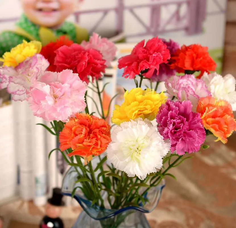 5 шт. имитация цветов Гвоздика декоративный Свадебный букет лом день матери