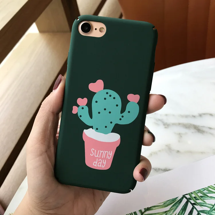 Модное зеленое растение кактус в горшке чехол для iPhone X XR XS Max 6 S 7 8 Plus Жесткий ПК