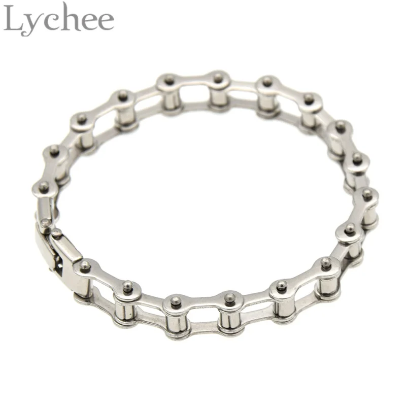 Lychee крутой Титановый стальной байкер велосипед цепь браслет ювелирные изделия