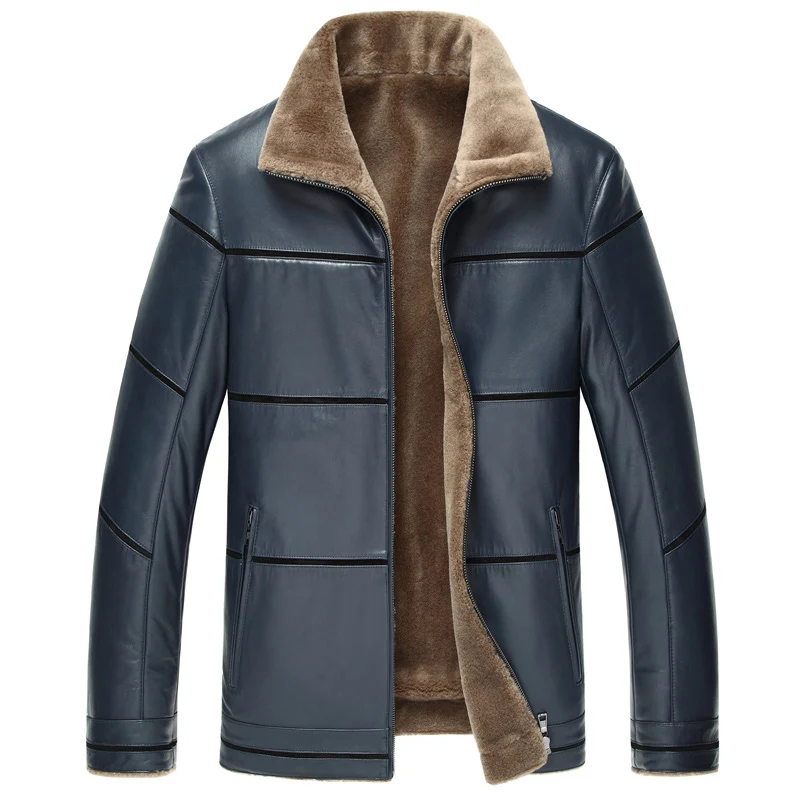2020 кожаная куртка Для мужчин Осенняя теплая утолщенная Вельветовая подкладка из