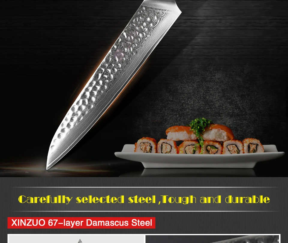 XINZUO 8 дюймов Кливер нож для мяса японский VG10 Дамасские кухонные ножи бренд нержавеющая сталь кухонная утварь эргономичная ручка G10