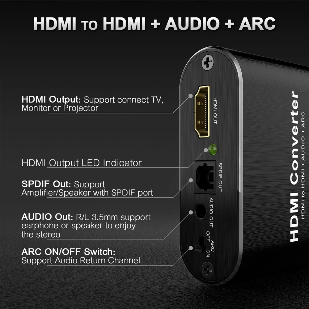 4K HDMI к экстрактор 5 1 ARC аудио разветвитель адаптер Соединительный SPDIF + 3 мм