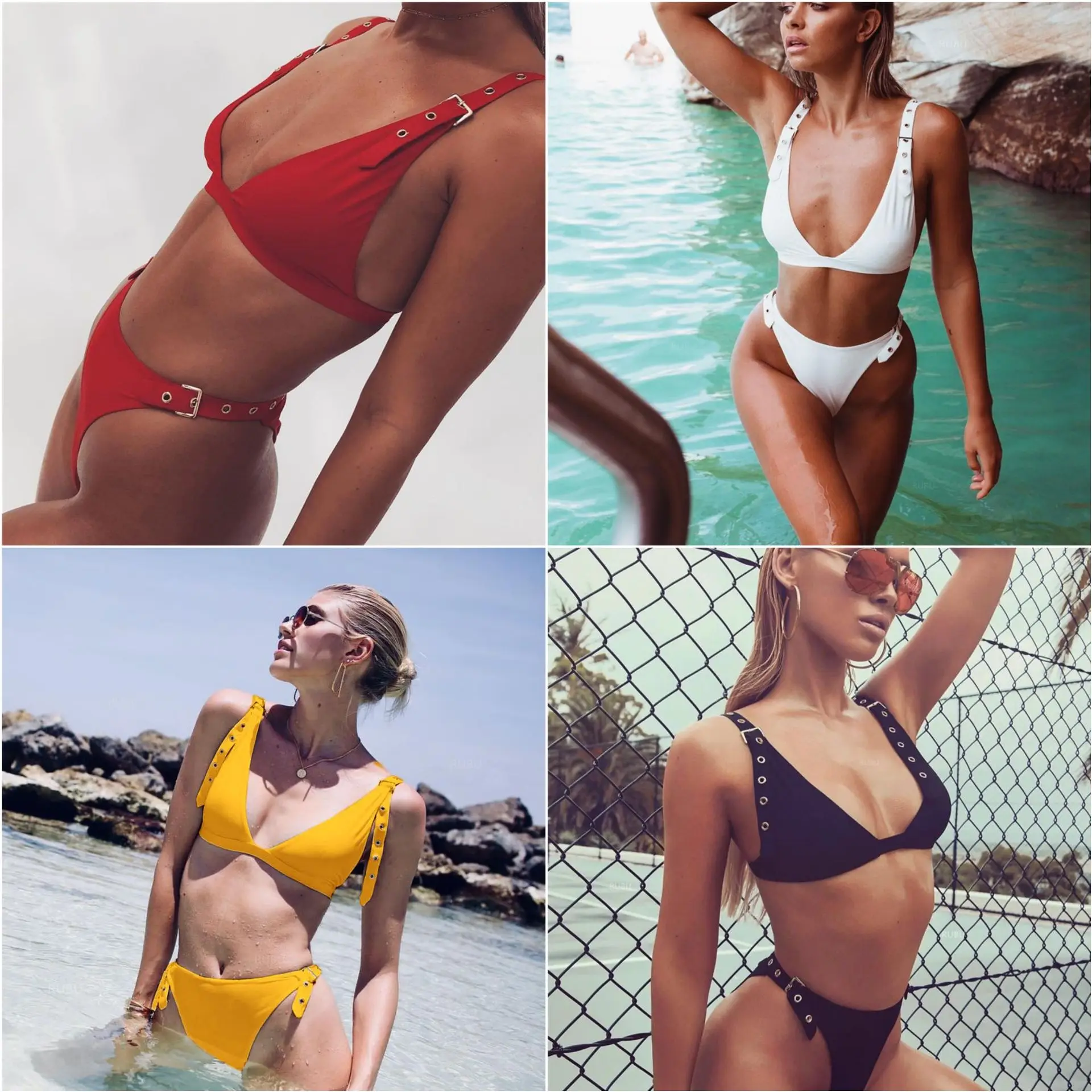 ESHINES пикантные Для женщин купальник Регулируемая Новый High Cut стринги ванный