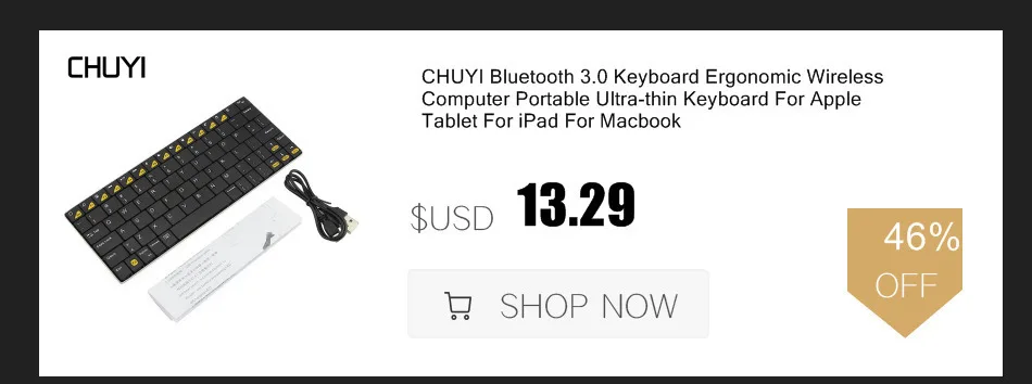 CHUYI Bluetooth 3,0 клавиатура эргономичная Беспроводная компьютерная портативная ультра-тонкая клавиатура для планшета Apple для iPad для Macbook
