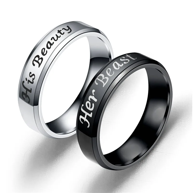 Кольцо с надписью Her Beast|ring couple|couple ringsbeautiful ring |