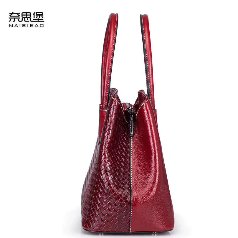 Nai SibaoLeather сумка женская 2018 новая убийца кожаная ретро тисненая плетеная на плечо
