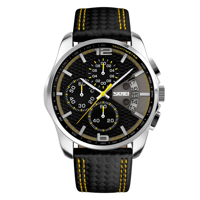 

2017 Skmei Top Luxury Brand Watches Men Sport Quartz Date Clock Men Chronograph Casual Leather Army Military Watch Quartz-Watch