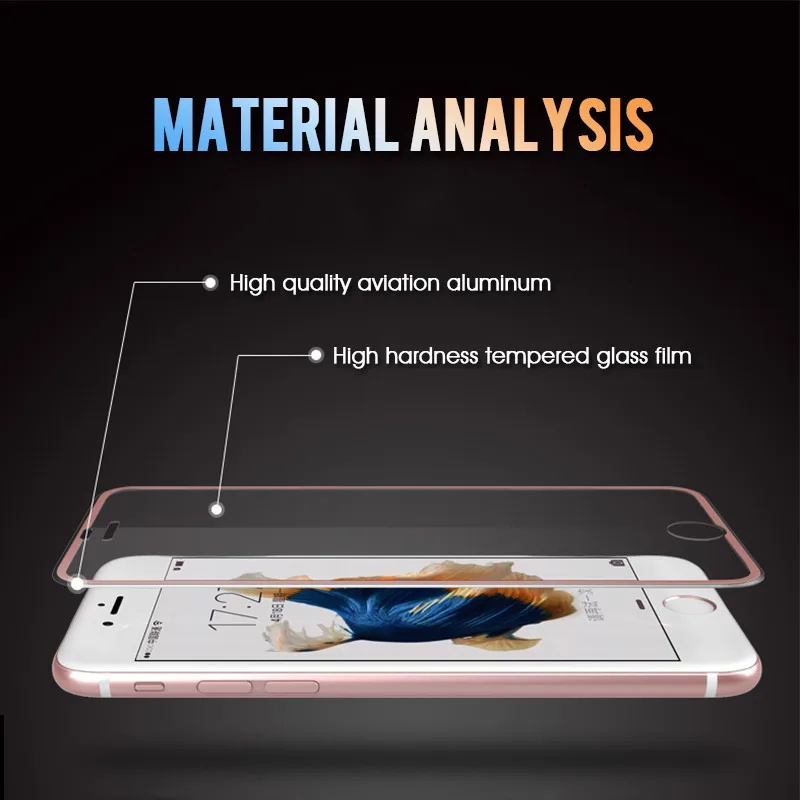 Роскошное 6D закаленное стекло для iphone 6 6s 7 8 Plus полное покрытие металлический край