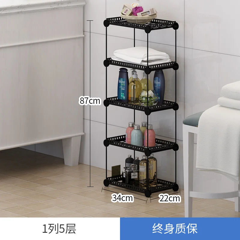 1 row 5 layers black 5 слоев Ванная комната полка Ванная комната стойки пола умывальник полки для хранения для ванной комнаты туалетный столик стеллажа - Цвет: 1 row 5 layers black