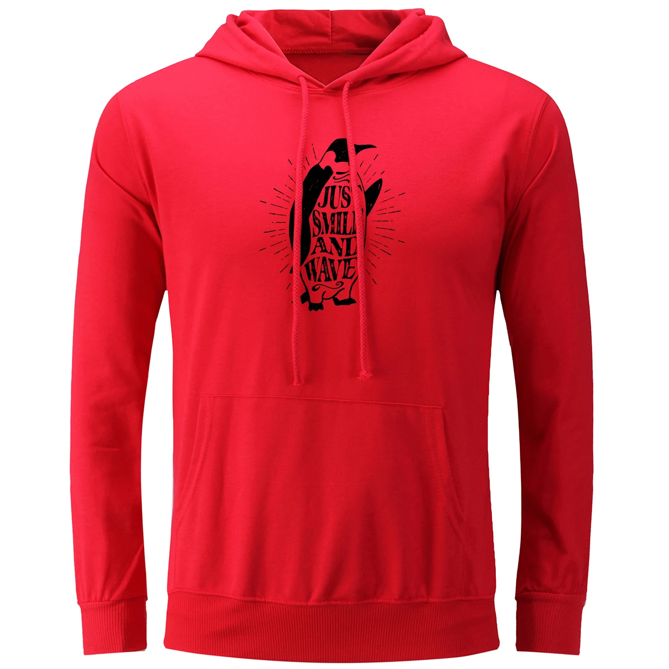 Пингвин просто улыбка и волна дизайн унисекс Графический свитер с капюшоном