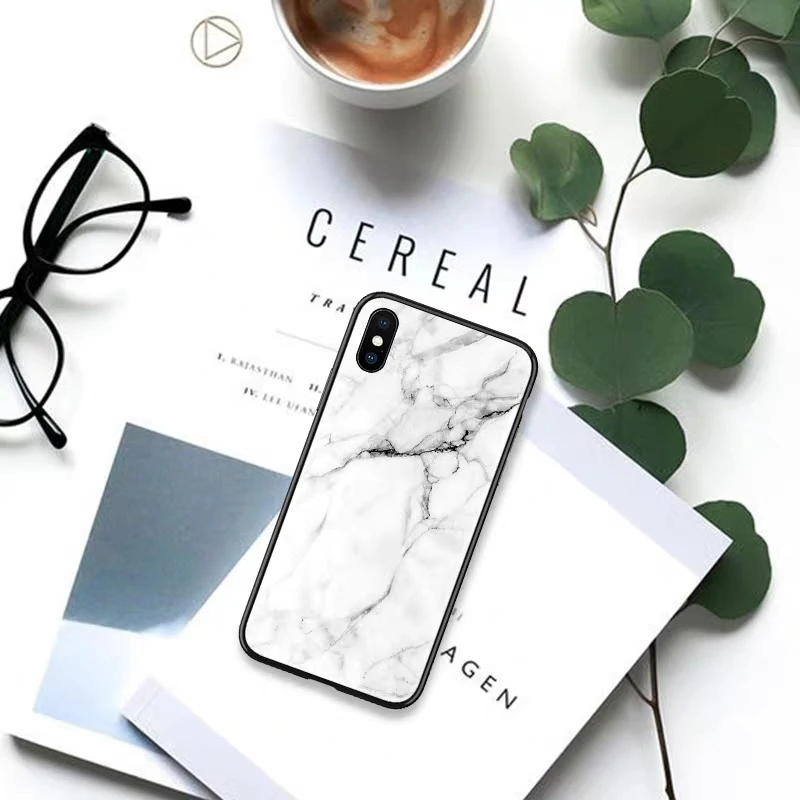 Чехол для iphone 6 7 8 6s xs max 5 5s se чехол X XS XR Plus стеклянный черный мраморный телефона |