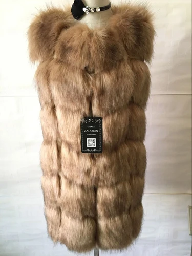 Camel ZADORIN 5XL 6XL женский меховой жилет зимний теплый жилет из искусственного меха для женщин плюс размер модное длинное пальто из искусственного меха с круглым вырезом без рукавов - Цвет: Camel