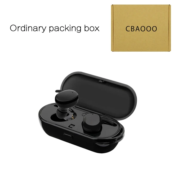 Ordinary packing box CBAOOO T2S TWS Bluetooth 5,0 наушники Беспроводная гарнитура сенсорное управление Стерео Бас водонепроницаемые наушники с зарядным устройством портативные - Цвет: Ordinary packing box