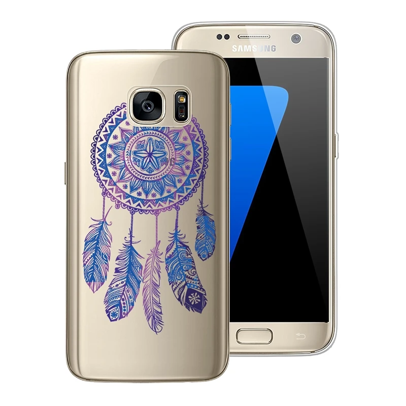 GrandEver soft case for Samsung Galaxy S7 edge silicone Flowers Ultra slim Tranparent panda coque For Cover | Мобильные телефоны и