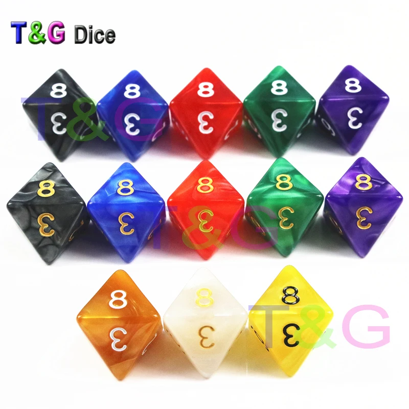 T &amp G D8 кости для D ролевые игры 8 Двусторонняя гладкая поверхность в разноцветный