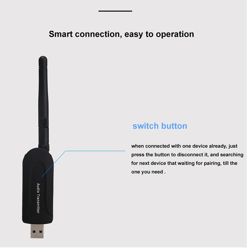4.1 Bluetooth Wireless Audio Transmitter AUX 3.5 MM Plug And Play Micro USB 5V/0.5A Enable TV Computer With Funtion | Электроника