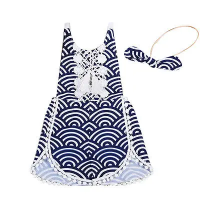 2 шт.! Одежда для маленьких девочек Кружево геометрический комбинезон кисточкой