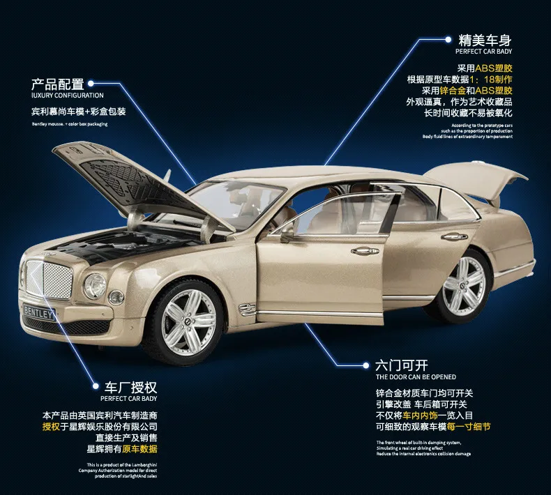 Имитация 1:18, большой литой автомобиль из сплава, роскошная модель автомобиля, Игрушечная машина, открываемая дверь, модель, детское украшение, подарок, игрушки для мальчиков