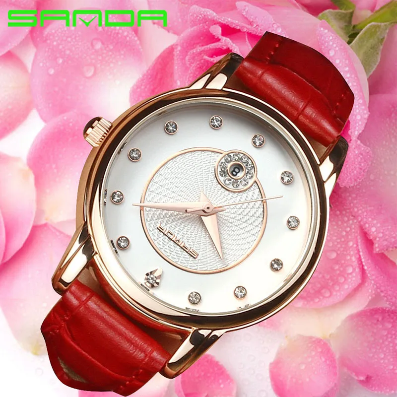 2018 Для женщин Бизнес Повседневное часы лучший бренд класса люкс алмазы красный