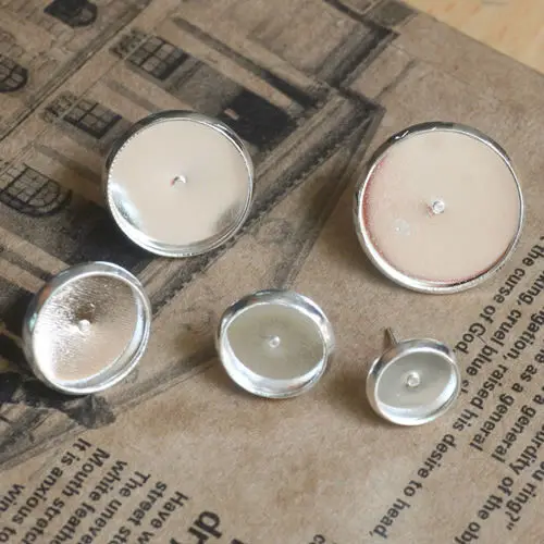 50pcs 8mm 10mm 12mm 14mm 16mm Woman Earring Stud Cabochon Cameo Setting Blank Base DIY Handmade Jewelry Findings