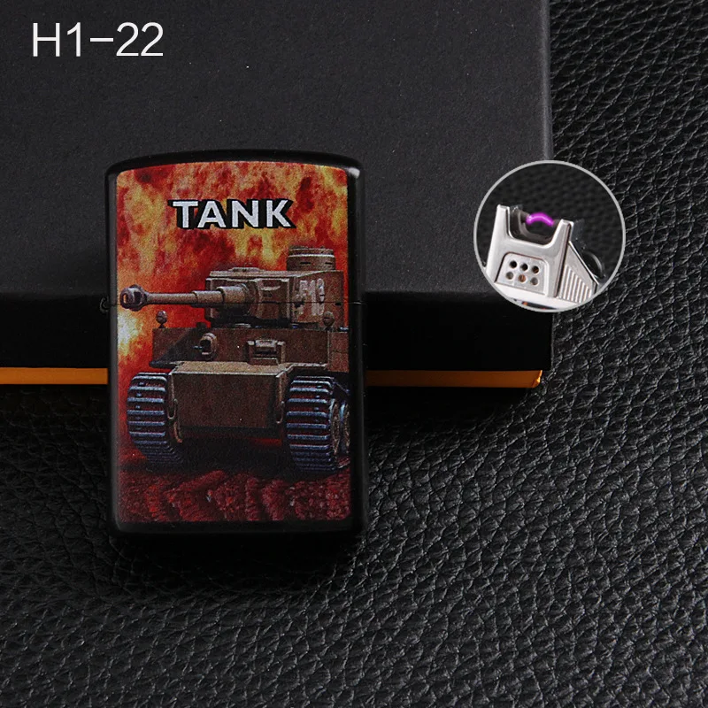 Tank Высокое качество самая дешевая дуговая Зажигалка Ветрозащитная USB Электронная Зажигалка Череп дешевая перезаряжаемая Зажигалка беспламенная подарочная коробка - Цвет: Tank