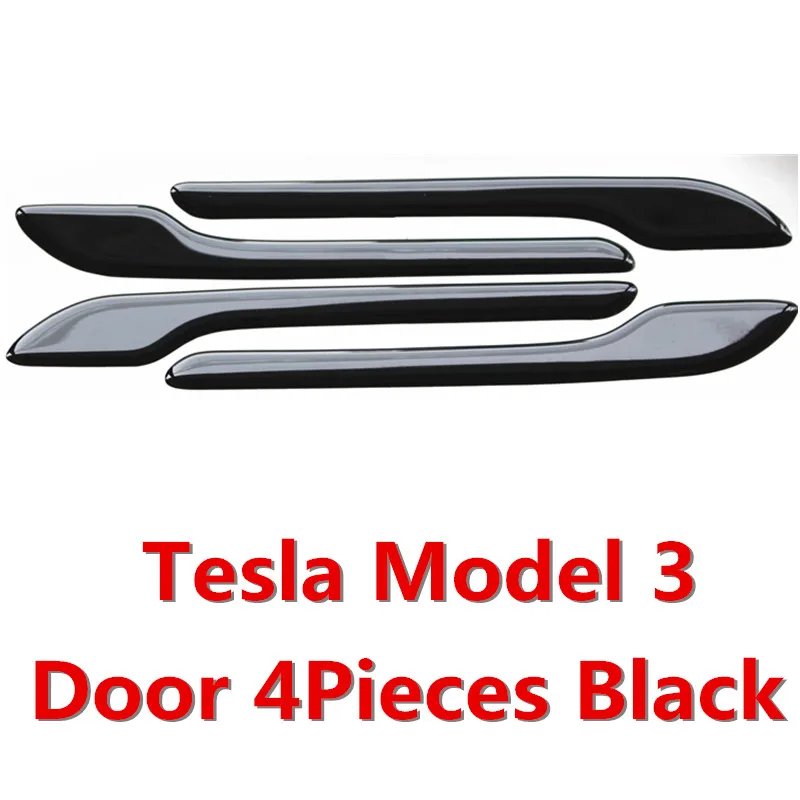 Чехол на руль TESLA для салона автомобиля 3D PU украшение на руль наклейка для Tesla модель 3 модель три - Название цвета: Door Black(4Pieces)