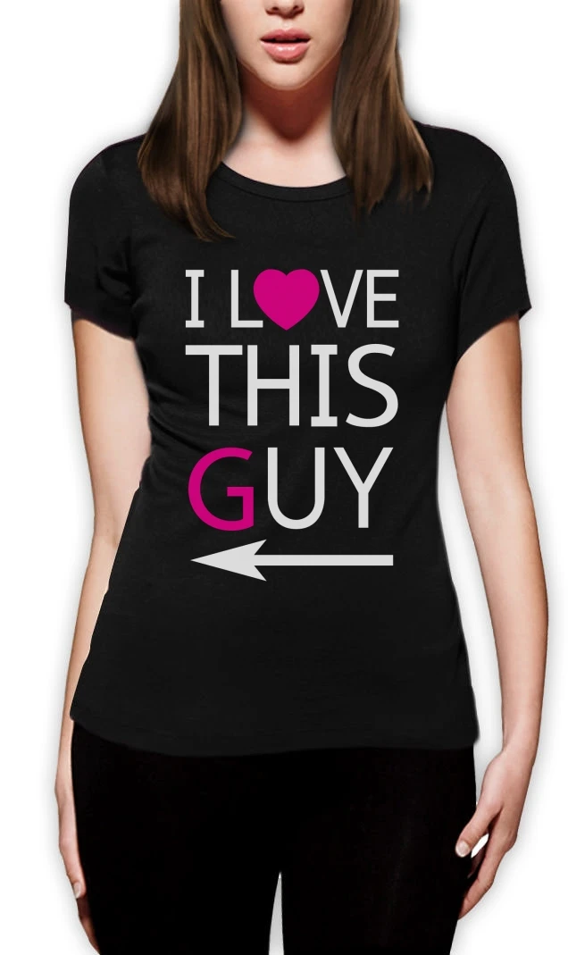 Summer Print T Shirt Women'S Crew Neck I Love This Guy For Valentines Day Matching Couple Romantic Short Top | Женская одежда