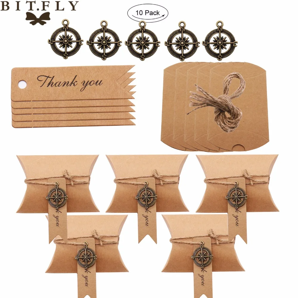 Свадебные сувениры в винтажном стиле 10 шт. коробка для конфет с компасом и