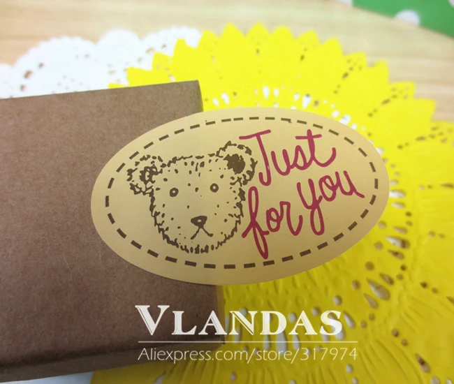 Оптовая продажа 1200 шт. овальной формы с изображением головы медведя стикер в виде