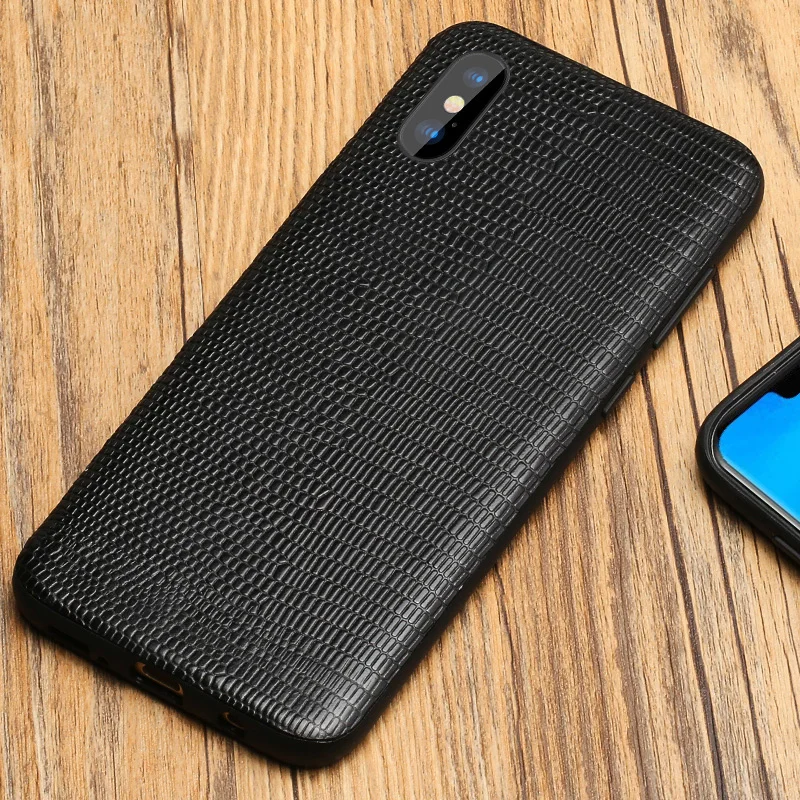 Чехол из натуральной кожи с рисунком ящерицы для iPhone X XS XSMax XR 8 7 6 6S 5 5S SE 360 Защитный