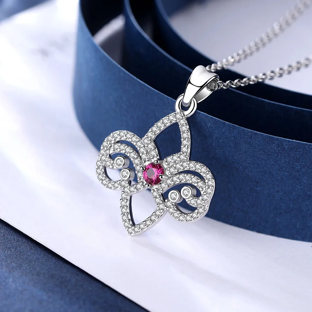 Angel Caller Genuine 925 Sterling Silver Iris Flower Crystal CZ Necklaces Pendants for Women Fashion Necklace Fine Jewelry | Украшения и