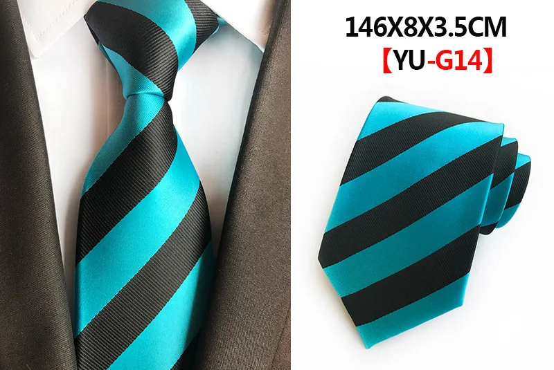 Classic 8cm Formal Tie Black Bule Striped Plaid Jacquard Necktie For Men Business Wedding Neckwear Gift Accessories Ties Gravata