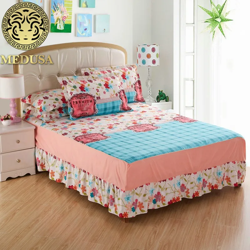 Медуза Кантри стиль потертый шик кровать юбка наволочки 3 шт. Комплект