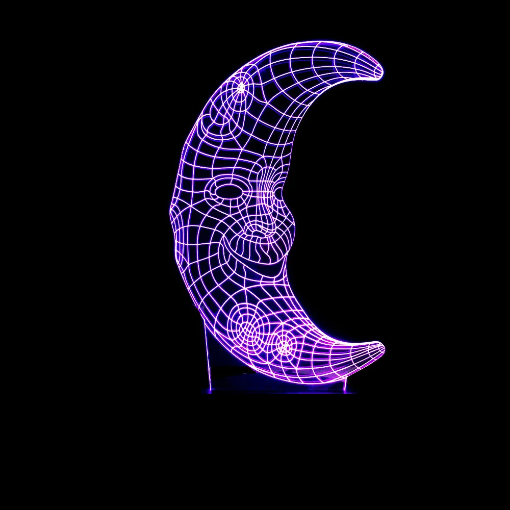 Акриловая гравировка искусство Луна 3d настольная лампа полумесяц лицо 3d Настольная лампа с сенсорным управлением стол модеран цветной ночник