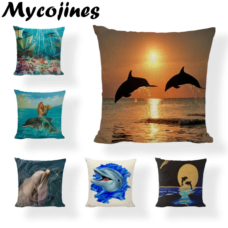 Рекламная акция наволочка с рисунком &quotДельфин&quot Закат океан игровой диван
