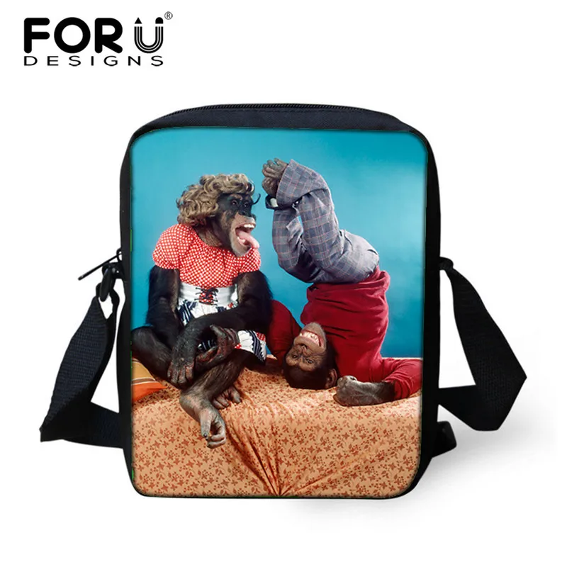 FORUDESIGNS/ женские сумки через плечо, женская сумка-почтальон мини с принтом кота обезьяны, милая маленькая через плечо для девочек - Цвет: XD232E