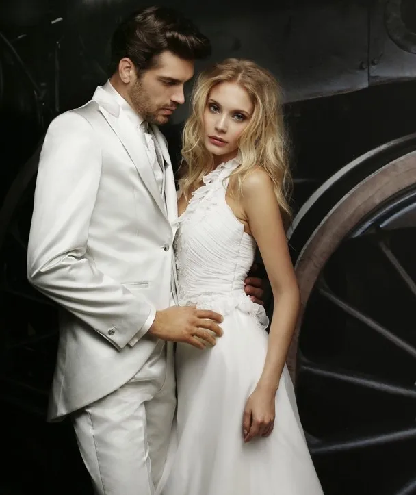 Свадебные костюмы цвета слоновой кости/белого для мужчин сделанные на заказ