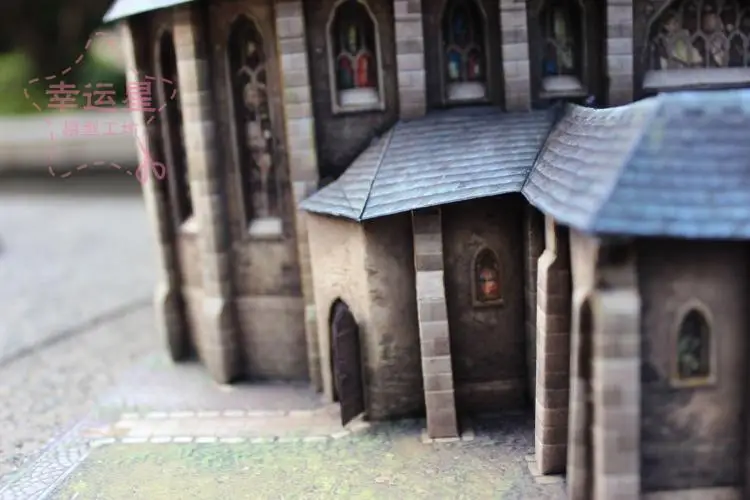 Средневековое здание 1/87 приложение 1404 церковь 3d бумажная модель DIY