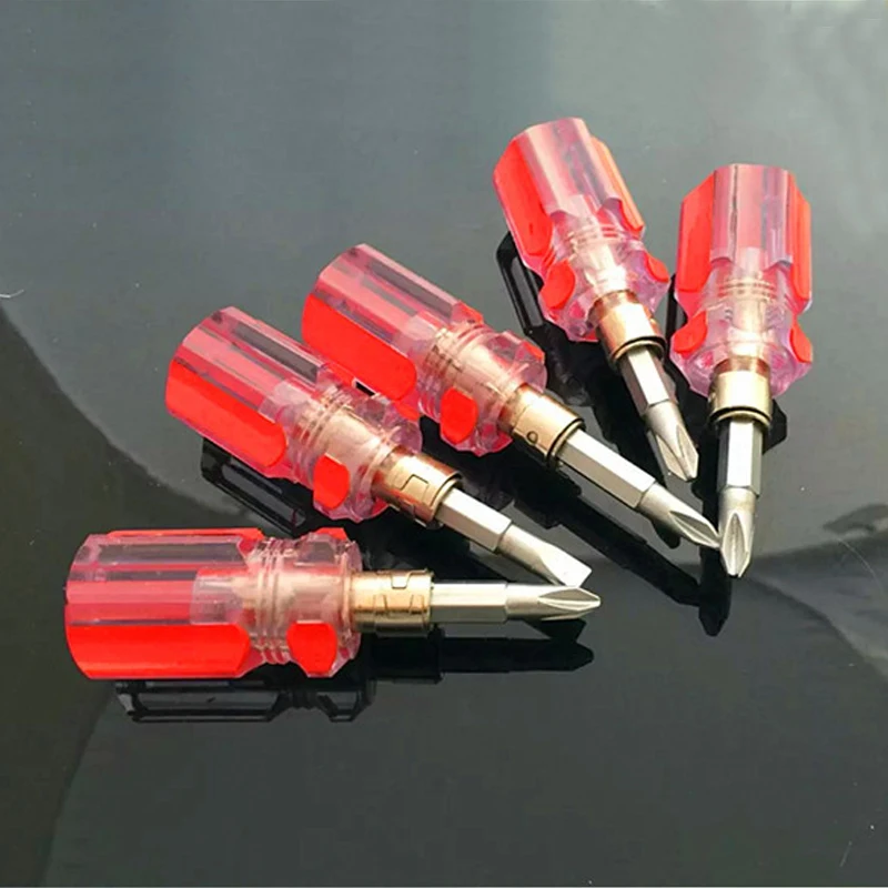 Мини двунаправленная отвертка со сменной головкой Филлипс и плоский наконечник