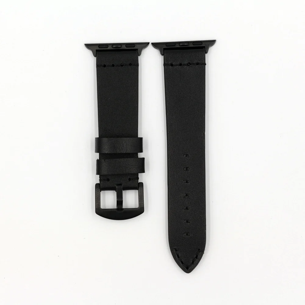 Black URVOI ремешок для apple watch серии 3/2/1 мягкой телячьей кожаный ремешок для наручных часов iwatch, в котором вы будете комфортно себя чувствовать классическая женская обувь черного цвета в винтажном стиле с пряжкой - Цвет ремешка: Black