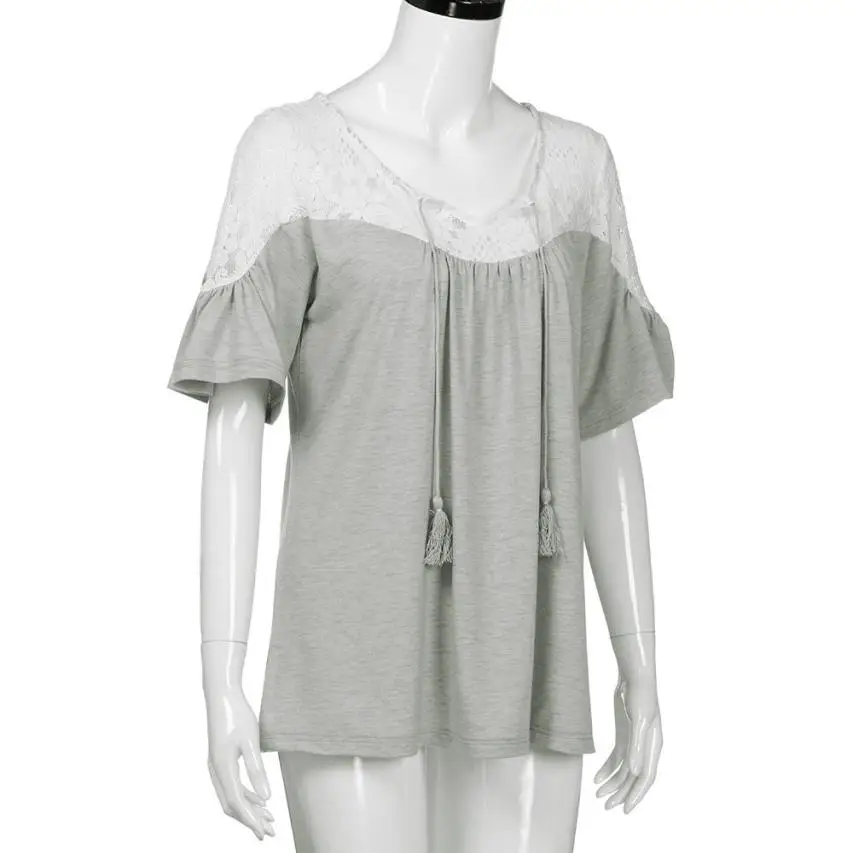 Женские топы и блузки рубашки летние кружевные с коротким рукавом blusa feminina Прямая