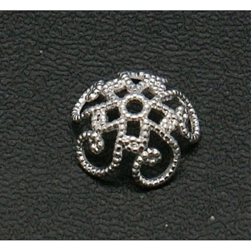 

1000Pcs DIY Jewely Findings Hollow Flower Metal 5-Petal Filigree Brass Bead Caps Silver Color 10x4.5mm, Hole: 1mm