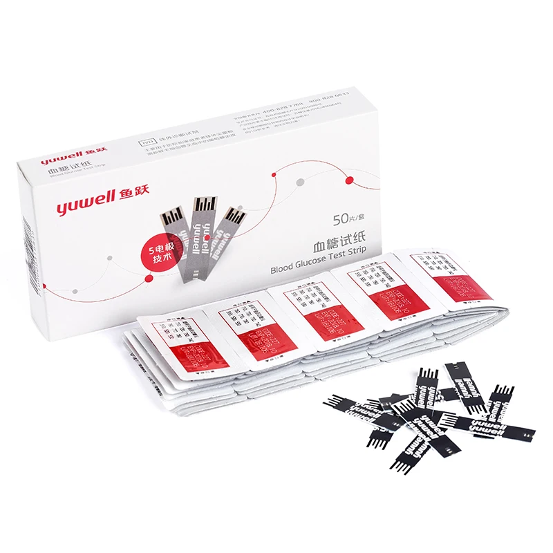 Yuwell yuyue mmol/l тест-полоски для измерения уровня глюкозы в крови и стерильные ланцеты 50 шт. глюкометр для диабета 710 740 510