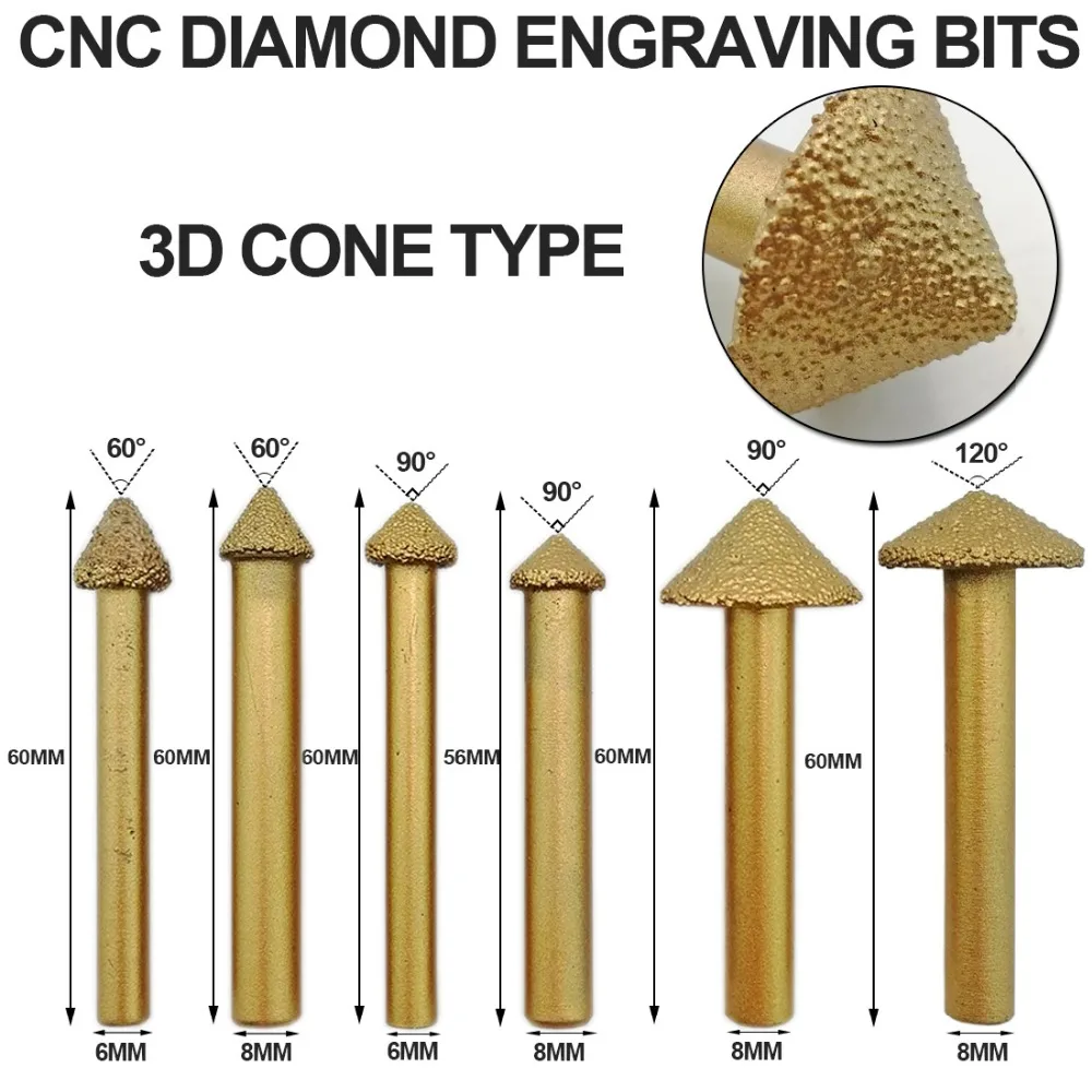 DIATOOL 2 шт. ЧПУ Вакуумные Паяные алмазные гравировальные биты инструменты для 3D