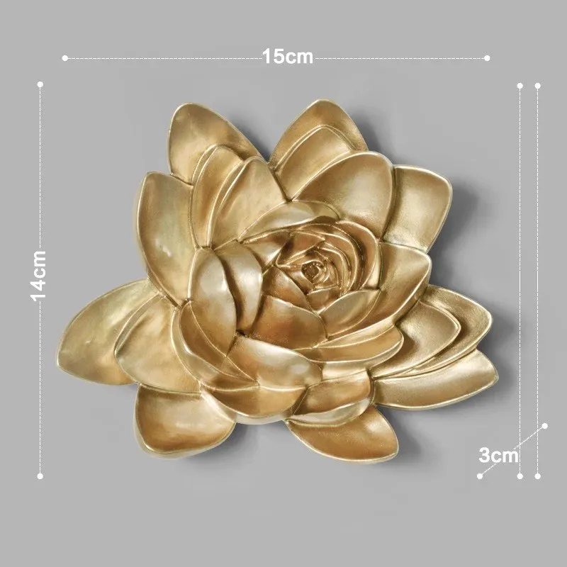 S Gold Lotus NOOLIM Европейский Креативный цветок из смолы на стену, стерео украшение, рукоделие, наклейка на стену украшение, подарок, лотос, пион, рыбка, модель - Цвет: S Gold Lotus