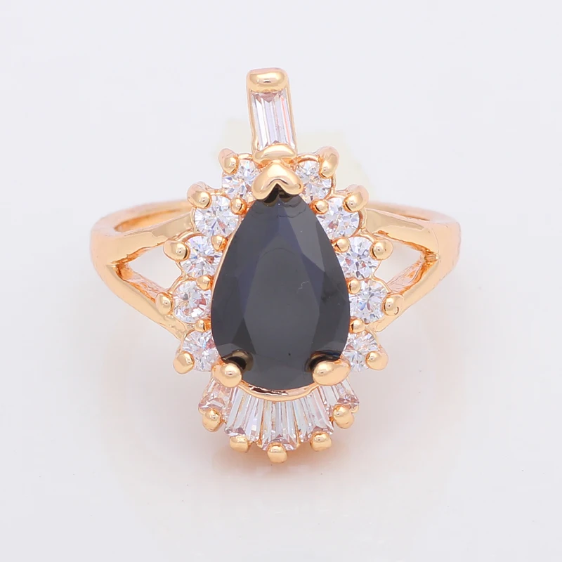 Mysterious Black Design Party Rings for Women Yellow Gold Tone Austrian Zirconia size #6#7#8#9 JR2064 | Украшения и аксессуары